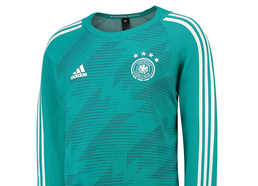Adidas Germany 2018 Knitted Away Sweatshirt - Eqt Green / Real Teal / White