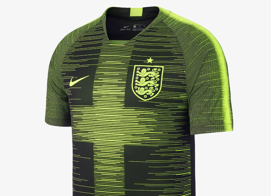 Nike England 2018/19 Pre-Match Football Shirt - Volt / Black / Volt
