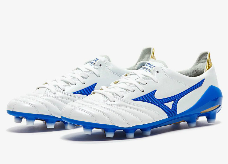 Mizuno Morelia Neo II Made in Japan FG - White / Wave Cup Blue / Cyber Yellow