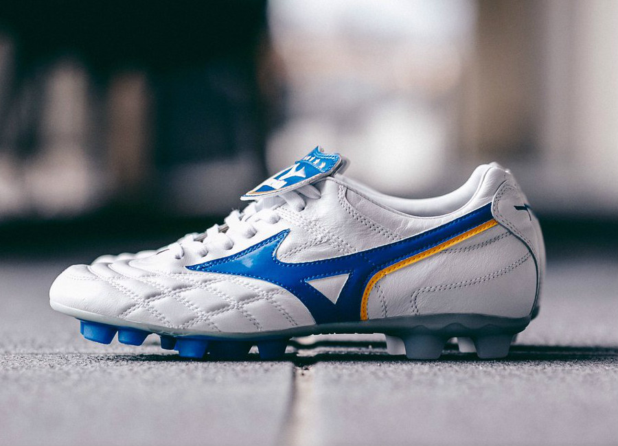 Mizuno Wave Cup Legend FG - White / Wave Cup Blue / Cyber Yellow