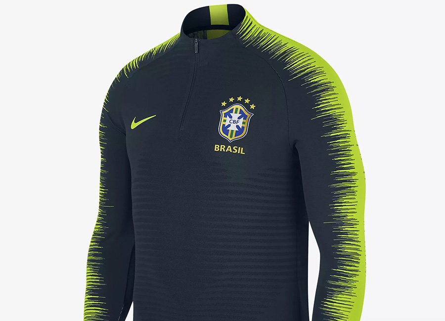 Nike Brasil CBF VaporKnit Strike Drill Football Top - Armoury Navy / Volt / Volt