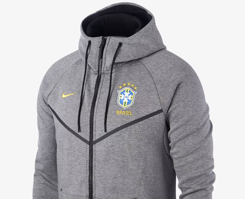 Nike Brazil CBF Tech Fleece Windrunner Jacket - Carbon Heather / Black / Midwest Gold