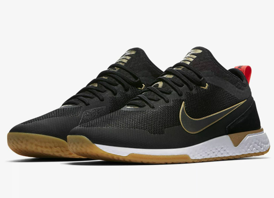 Nike F.C. Football Shoe - Black / Bright Crimson / Metallic Gold / Black