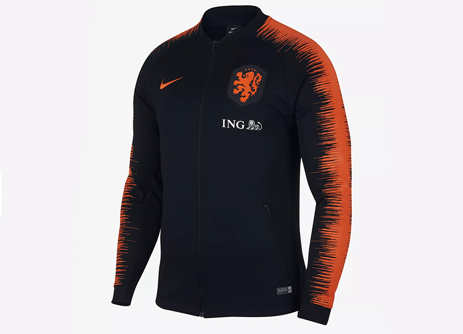 Nike Netherlands Anthem Jacket - Black / Black / Safety Orange / Safety Orange