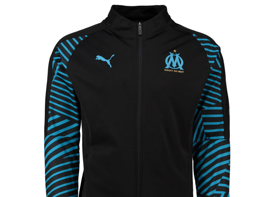 Puma Olympique de Marseille Stadium Jacket - Puma Black / Bleu Azur