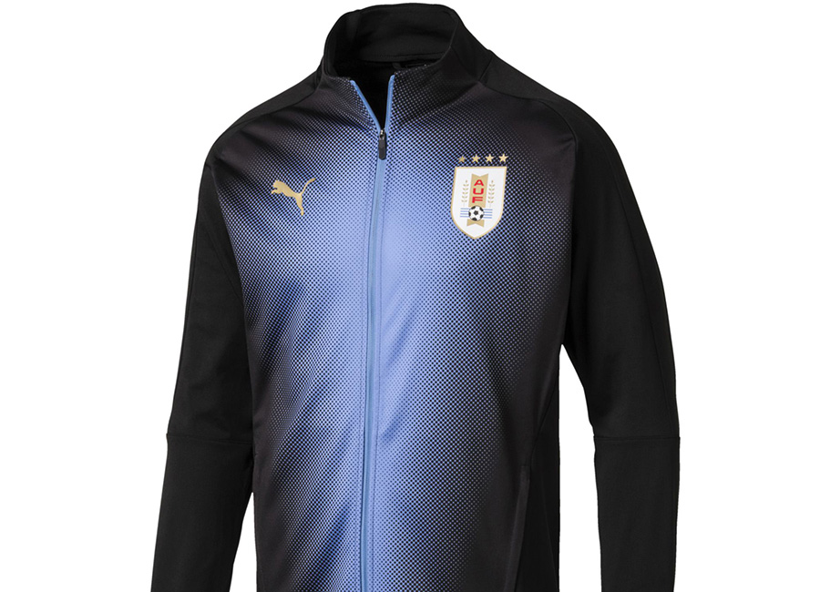 Uruguay 2018 Puma Stadium Jacket - Puma Black / Silver Lake Blue