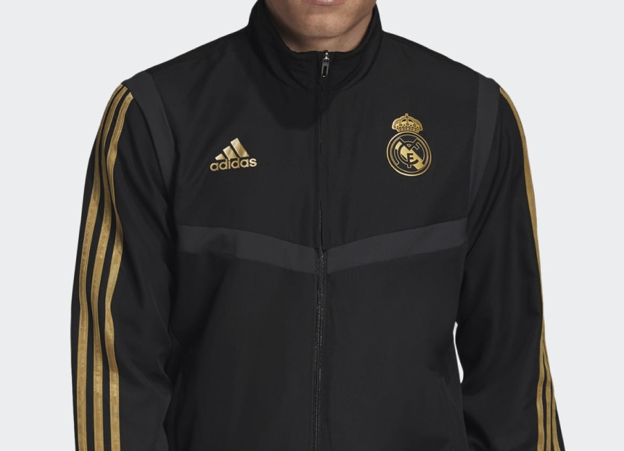 Adidas 2019 Real Madrid Presentation Track Top - Black / Dark Football Gold #Realmadrid #rmcf #Adidasfootball