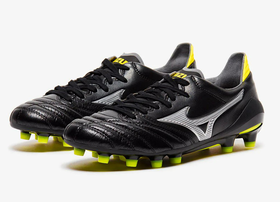 Mizuno Morelia Neo II Made in Japan FG - Black / Silver / Safety Yellow #Mizuno #MizunoFootball #footballboots
