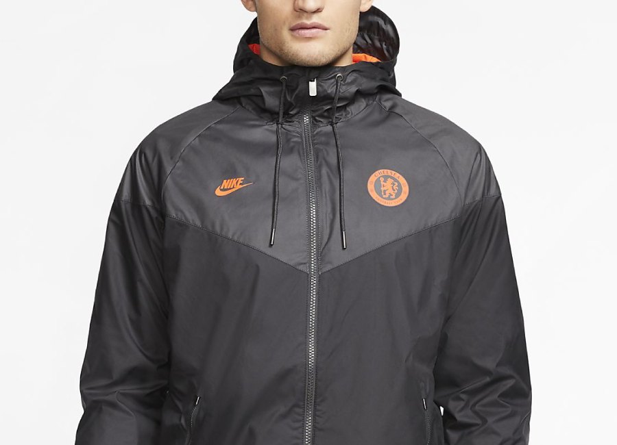 Nike Chelsea FC Windrunner Jacket - Black / Anthracite / Black / Rush Orange #chelseafc #Chelsea #nikefootball