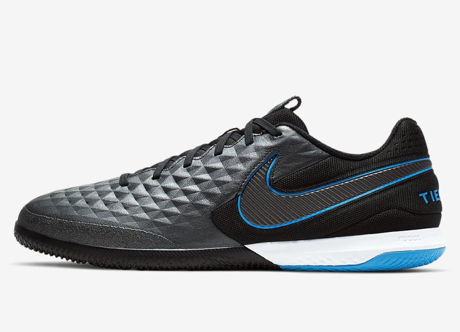 Nike React Tiempo Legend 8 Pro IC Under The Radar - Black / Blue Hero / Black #futsal #nikefootball
