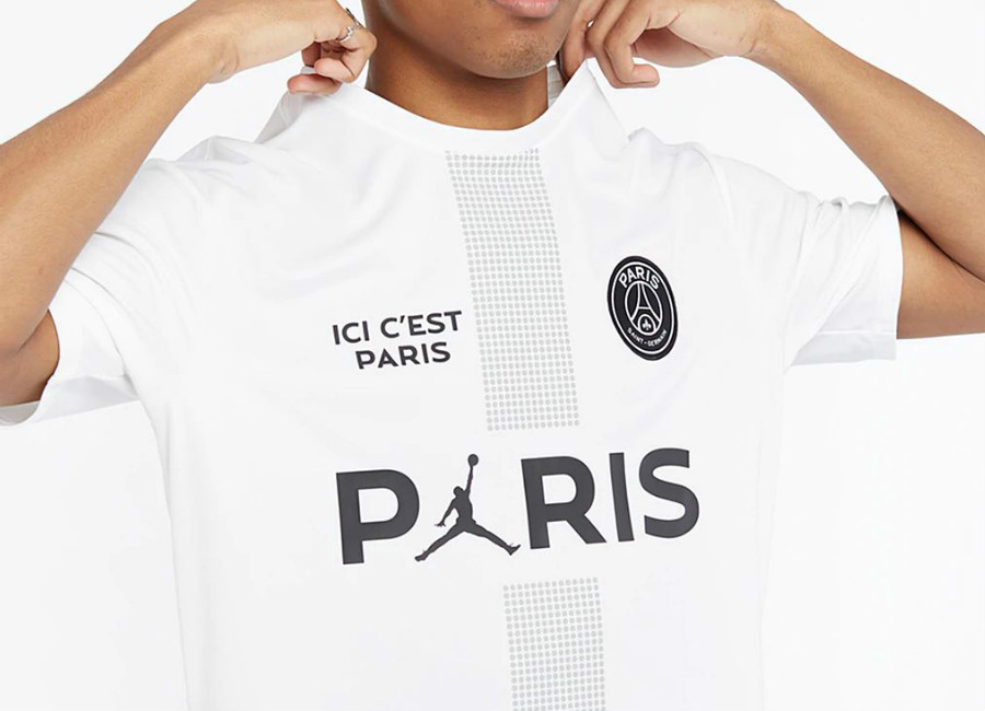 Paris Saint-Germain 2019 Jordan Poly Replica Top - White / Light Smoke Grey / Black #psg #ParisSaintGermain #TeamPSG #AllezParis
