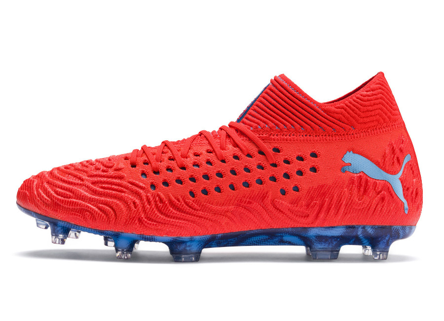 Puma Future 19.1 Evoknit FG/AG Power Up - Red Blast / Bleu Azur #footballboots #pumafootball