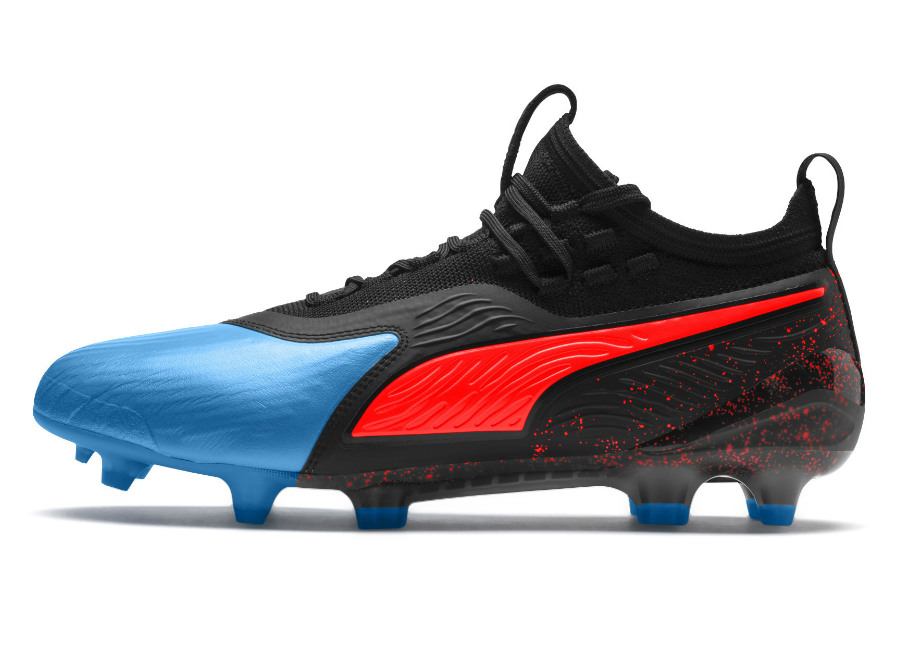 Puma One 19.1 Evoknit FG/AG - Bleu Azur / Red Blast / Black #footballboots #pumafootball
