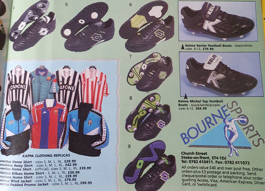 1993 Bourne Sports Catalogue Pages #footballshirt #footballboots #footballkits