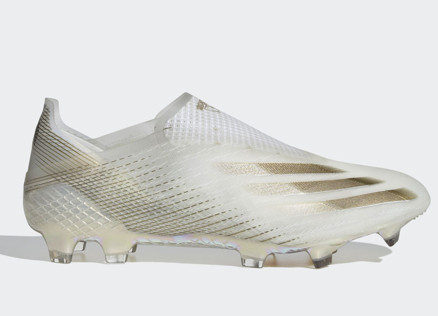 Adidas X Ghosted+ FG Boots - Cloud White / Met.Gold Melange / Core Black #adidasfootball #footballboots #adidasfutbol