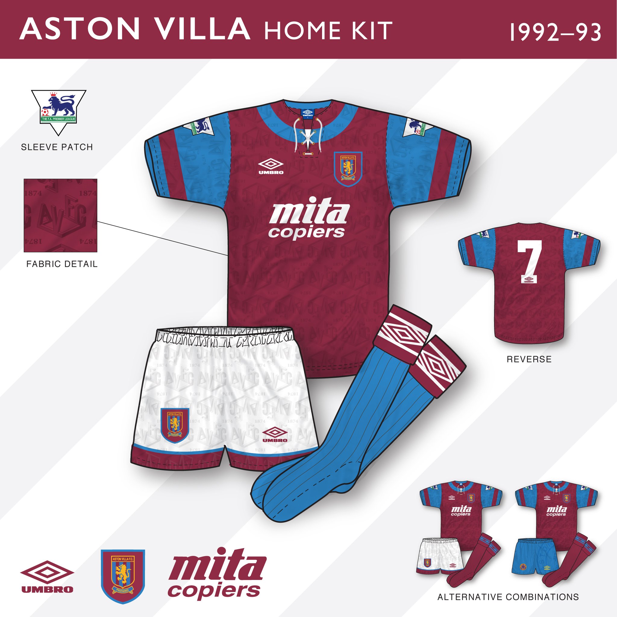 aston villa 1992 93 home kit
