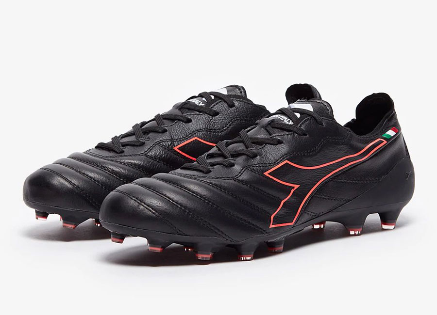 Diadora B-Elite Italia Tech FG - Black / Red Fluo