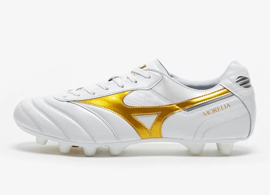 Mizuno Morelia II Made In Japan FG - White / Gold #Mizunofootball #footballboots