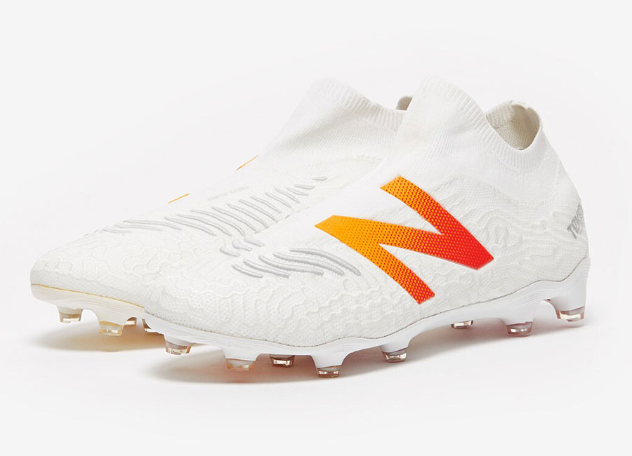 New Balance Tekela V3 Laceless FG - White / Flame #nbfootball #footballboots