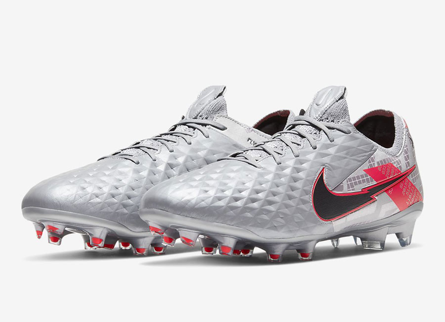 Nike Tiempo Legend 8 Elite FG Neighbourhood - Metallic Bomber Grey / Particle Grey / Laser Crimson / Black #footballboots #nikefootball
