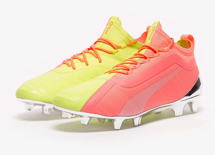 Puma One 20.1 FG/AG - Energy Peach / Fizzy Yellow / Silver #footballboots #pumafootball