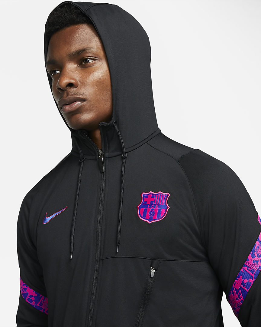 Barcelona 21/22 Strike Dri-FIT Knit Football Tracksuit - Black / Black / Hyper Royal / Hyper Royal