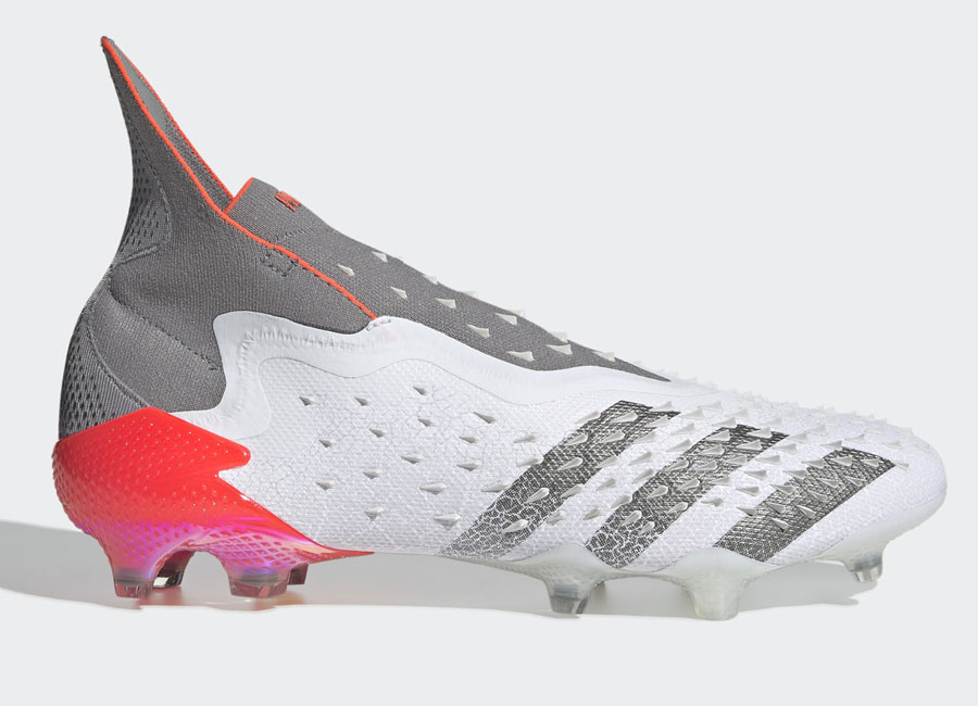 Adidas Predator Freak + WhiteSpark - Cloud White / Iron Metallic / Solar Red #footballboots #adidasfootball