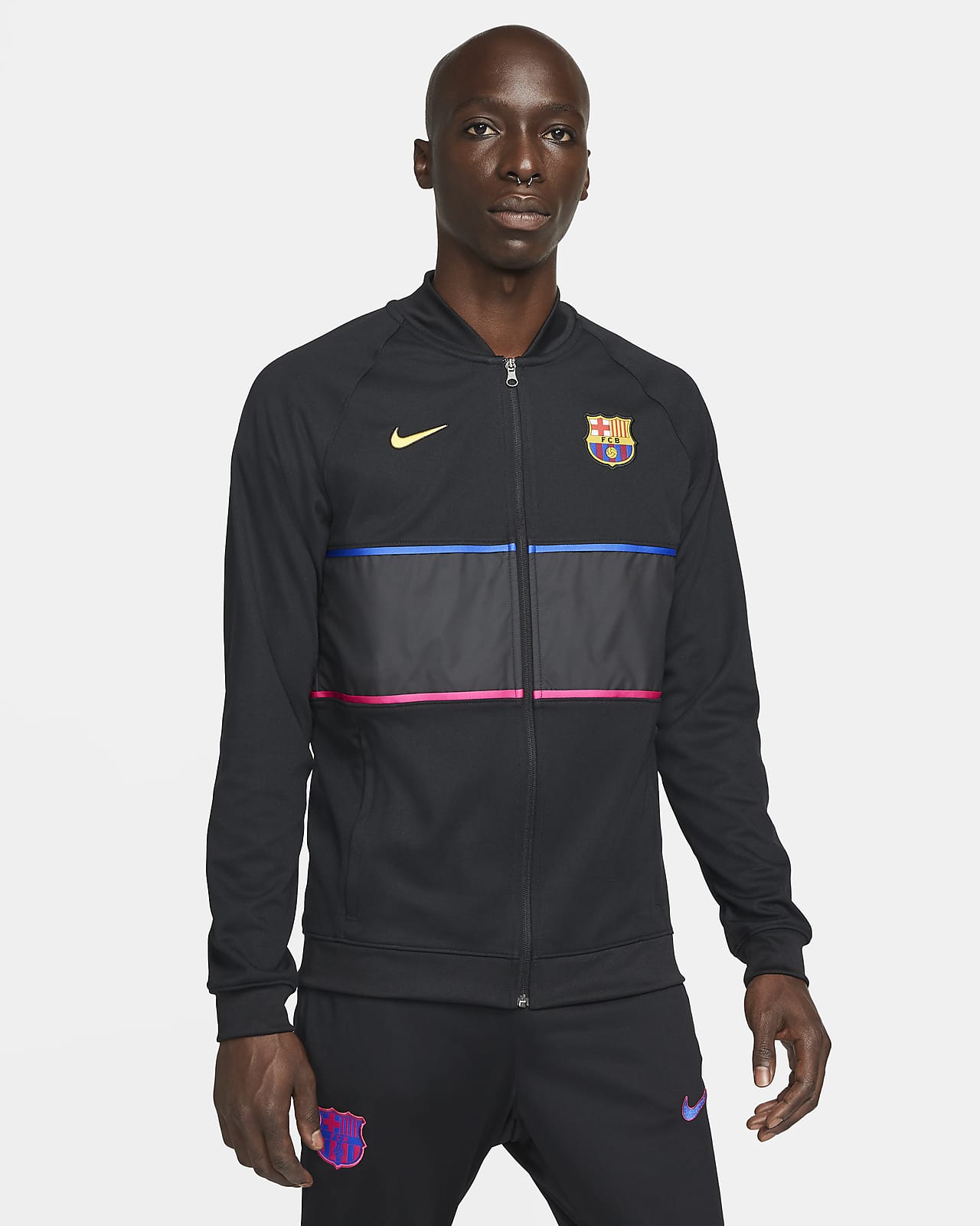 Barcelona 21/22 Full-Zip Football Jacket - Black / Varsity Maize