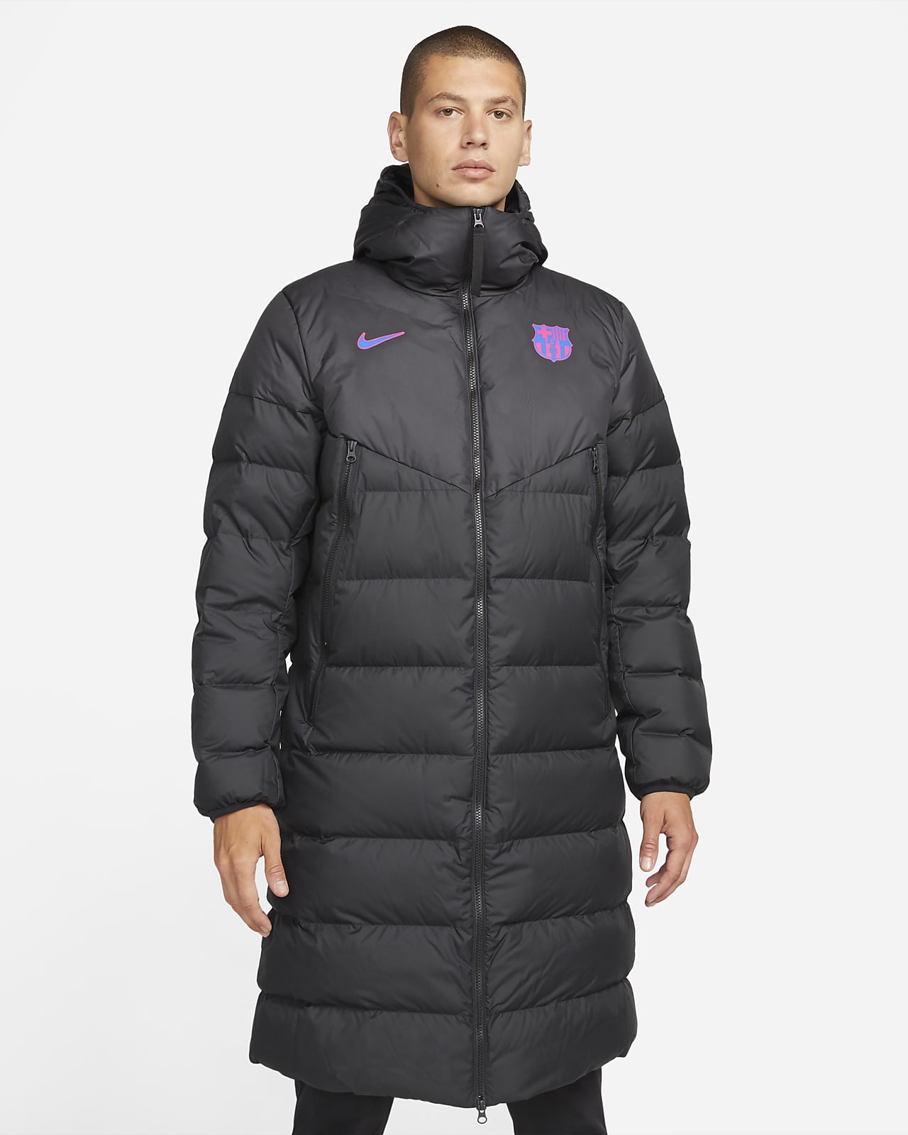 Barcelona 21/22 Strike Therma-FIT Football Down Jacket - Black / Hyper Royal