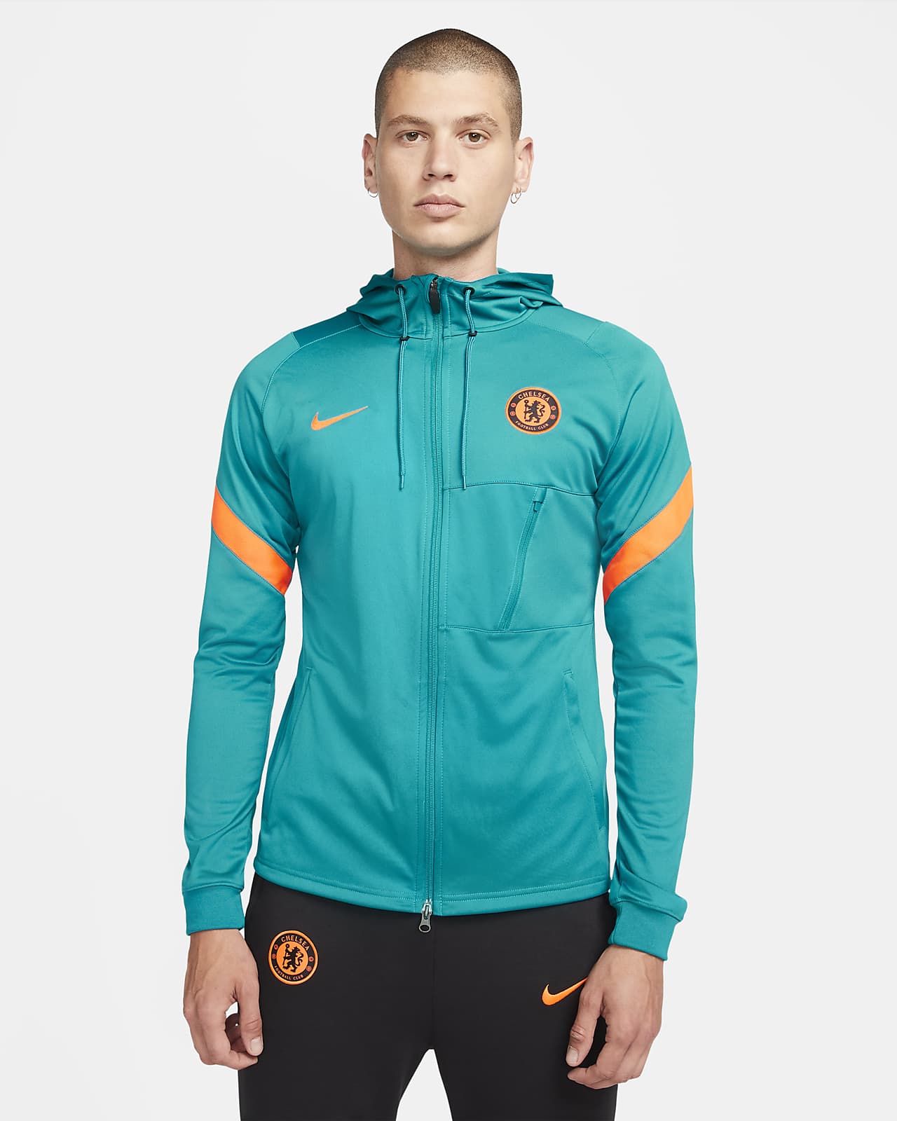 Chelsea Strike Nike Dri-FIT Knit Football Tracksuit Jacket - Blustery / Hyper Crimson