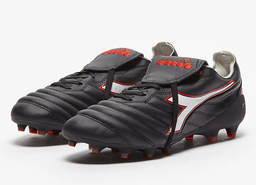 Diadora B-Elite Italia Tech FG - Black / White / Fluo Red #footballboots #acmilan #VanBasten