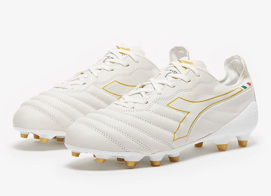 Diadora B-Elite Italia Tech FG - White / Gold #Diadorafootball #footballboots