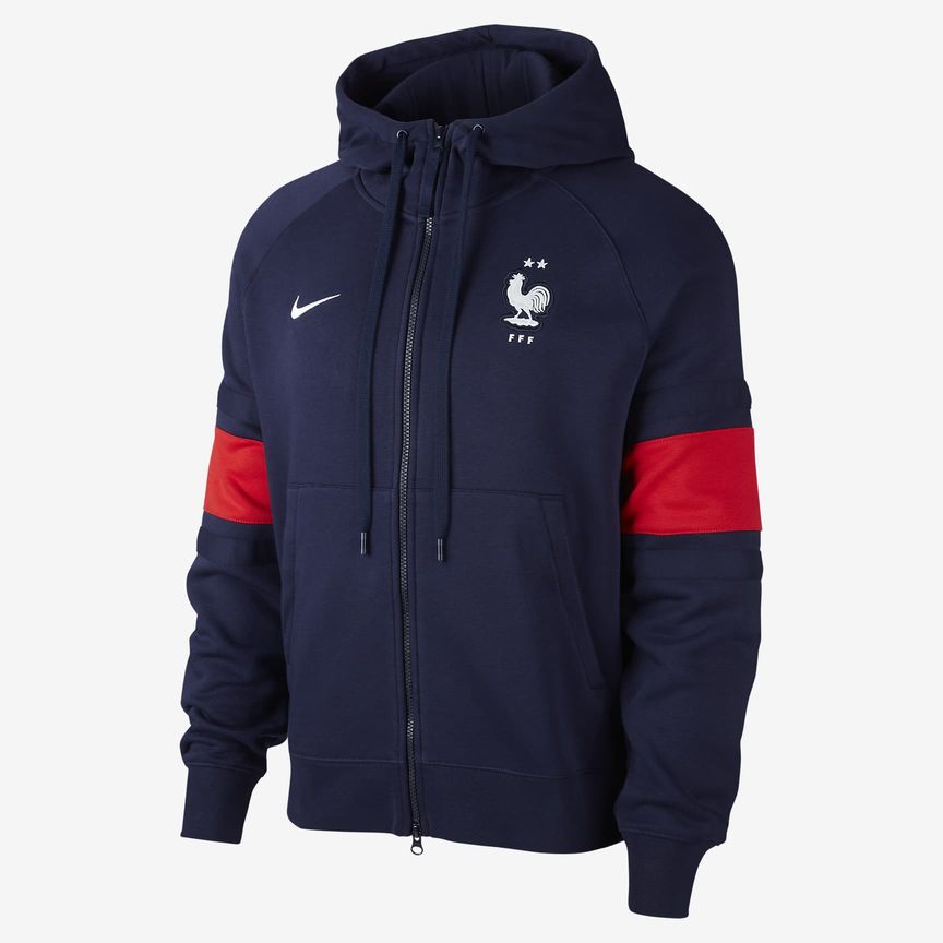 FFF Full-Zip Fleece Hoodie - Blackened Blue / University Red / White