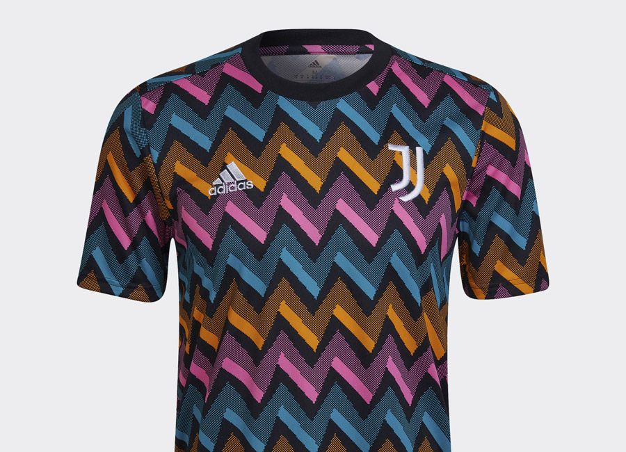 Juventus 21/22 Adidas Pre-Match Jersey - Black / Screaming Pink / Crew Orange / Hi-Res Aqua