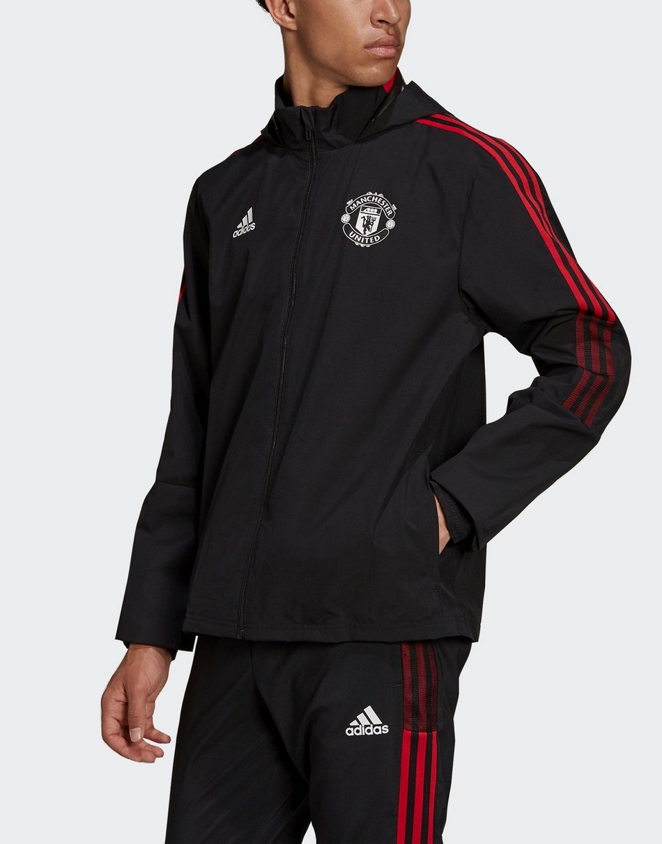 Manchester United FC 21/22 All Weather Jacket - Black / Real red