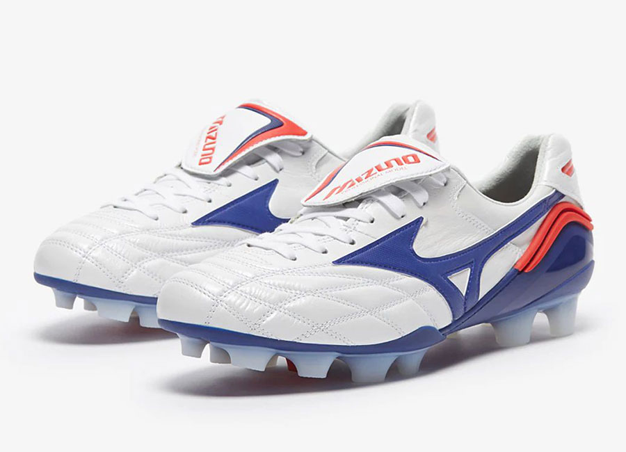 izuno Morelia Wave Japan - White / High Risk Red / Blue #Mizuno Mizunofootball #footballboots