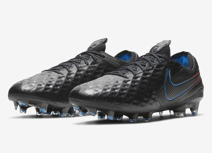 Nike Tiempo Legend 8 Elite FG Black x Prism - Black / Siren Red / Light Photo Blue / Black #footballboots #nikefootball