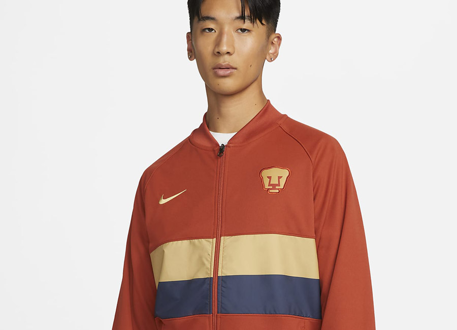 UNAM Pumas 2022 Third Full-Zip Football Jacket - Firewood Orange / Truly Gold