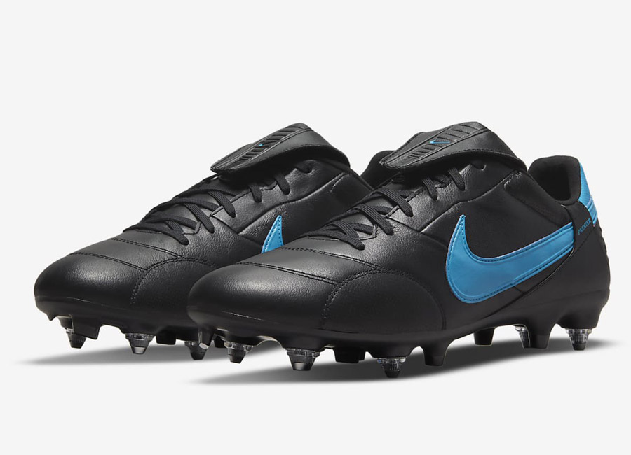 The Nike Premier 3 SG-PRO Anti-Clog Traction - Black / Black / Laser Blue #nikefootball #nike #football #footballboots