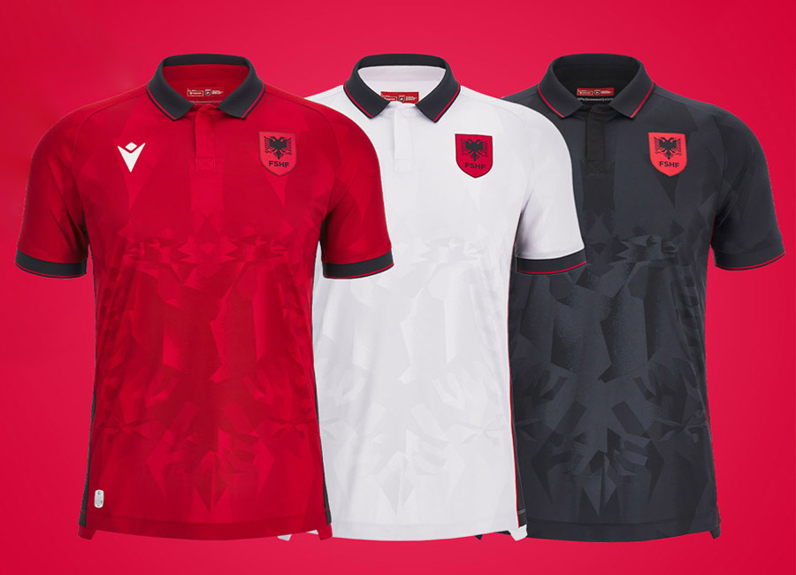 Albania 2023-24 Macron Home, Away and Third Shirts