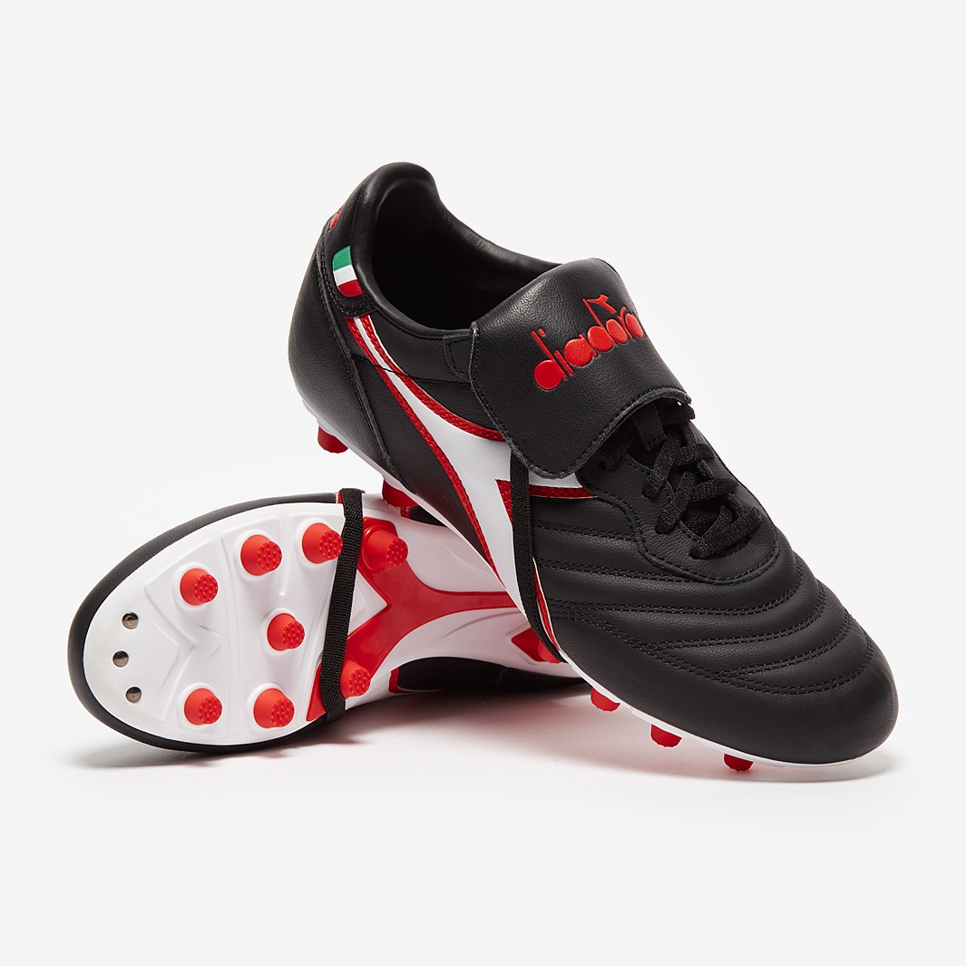 Diadora Brasil Classico FG - Black / White / Milano Red