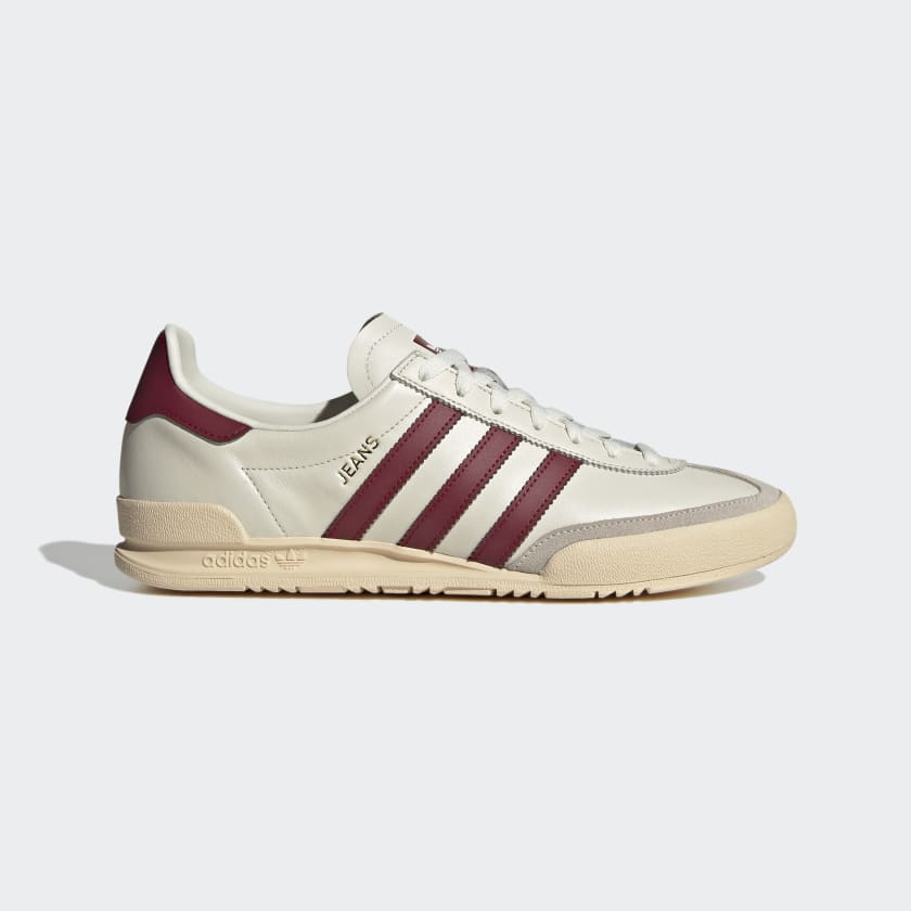 Adidas Jeans Shoes - Chalk White / Sand Strata / Collegiate Burgundy