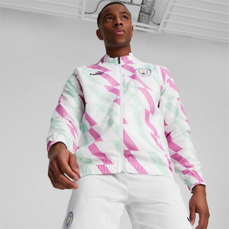 Manchester City Prematch Jacket - Puma White / Mist Green / Mauve Pop
