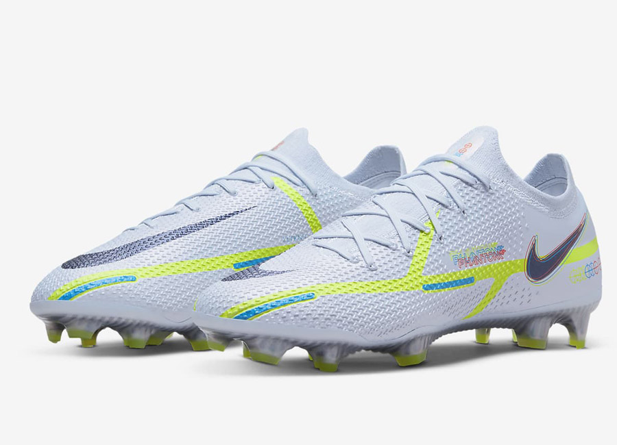 Nike Phantom GT2 Elite FG The Progress - Football Grey / Light Marine / Volt / Blackened Blue #footballboots #nike #nikefootball