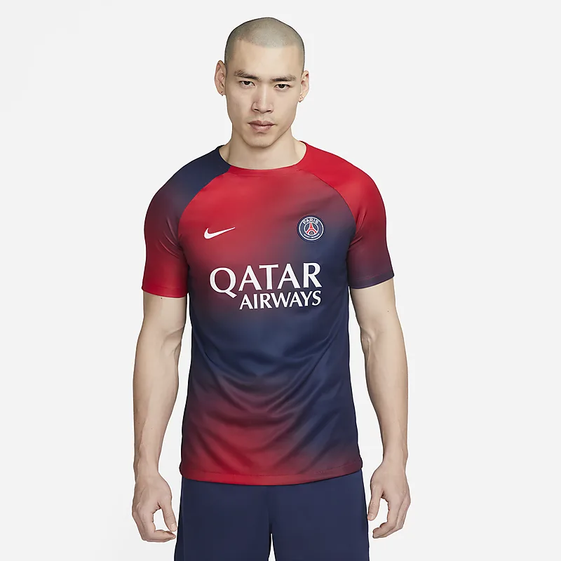 Paris Saint-Germain Academy Pro Pre-Match Football Top - Midnight Navy / Midnight Navy / University Red / White