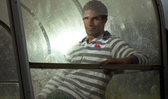 David James models leisure wear by Canterbury