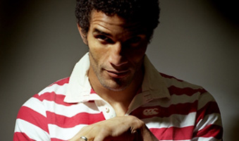 David James models leisure wear by Canterbury