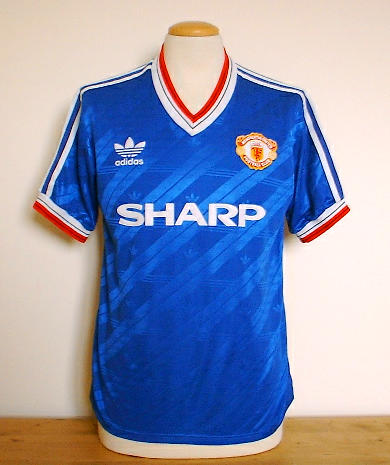 VINTAGE MANCHESTER UTD 1986 ADlDAS SHIRT+NR MINT+LARGE+