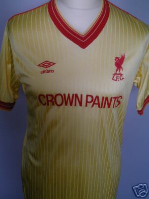 This is a genuine players shirt, prepared for the European cup match against Benfica on 7th November 1984. That was the only time that that we wore the away kit in Europe that season (note that then, only in Europe could we have more than one sub). This is a genuine players shirt, prepared for the European cup match against Benfica on 7th November 1984. That was the only time that that we wore the away kit in Europe that season (note that then, only in Europe could we have more than one sub).