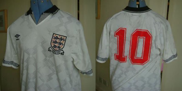 Genuine 1990's England Youth shirt worn by midfielder Lee Clark. 